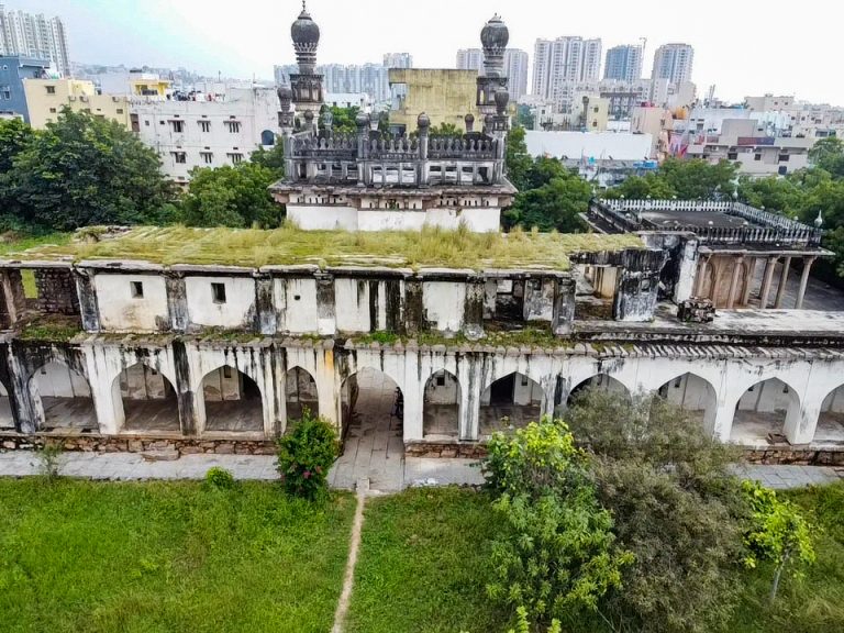 View of the masjid and sarai from north, 2023.