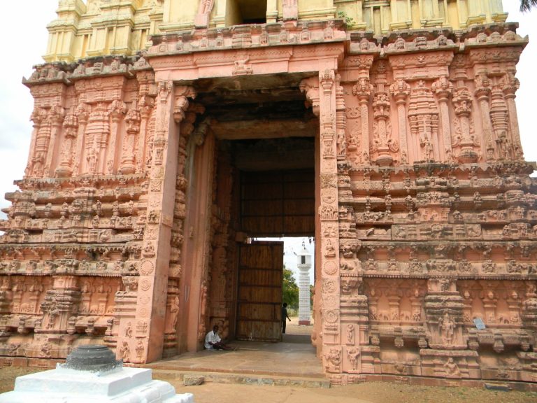 The gate and lower view of Rajagopuram at Madana Gopala Swamy Temple, Jatprole