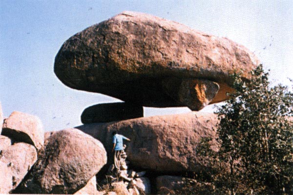 Mushroom Rock Formation in the campus of Central University of Hyderabad, Gachibowli. (c) Society to Save Rocks