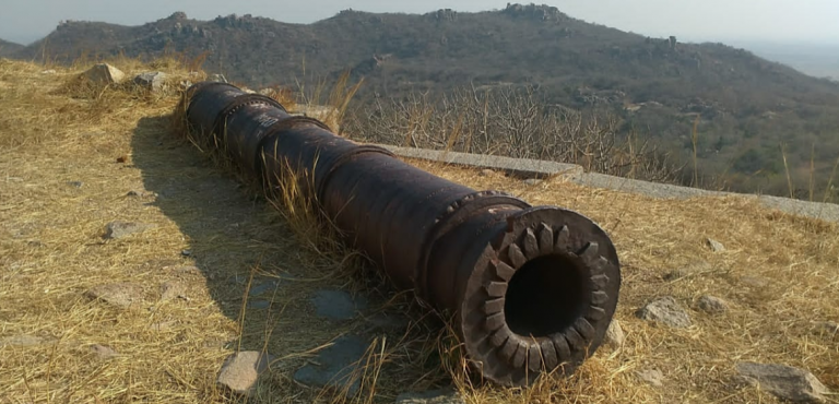 Canon on top of the Panagal Fort.