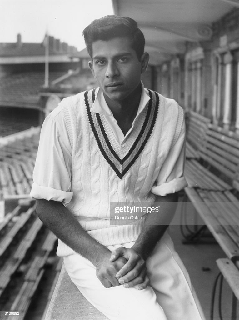 May 1959:  Indian cricketer M L Jaisimha (1939 - 1999) at Lord's where he made his first test  debut in the 2nd Test, India v England.  (Photo by Dennis Oulds/Central Press/Getty Images)