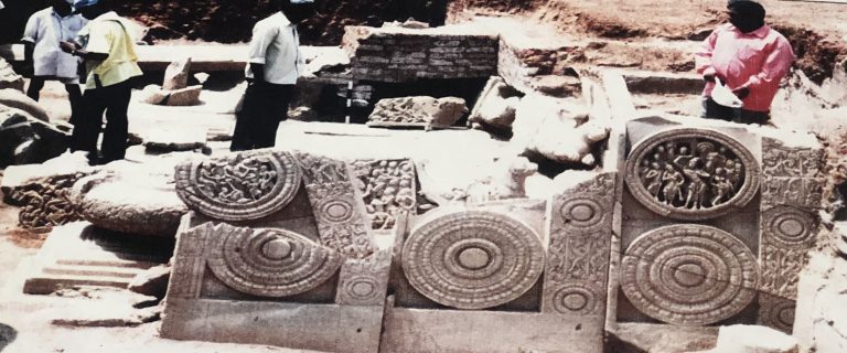 Stone railing showing Jataka panels, Phanigiri