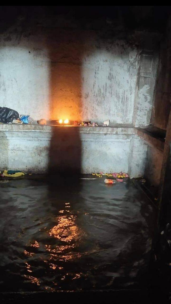 The  Shiva lingam immersed in water, Chaya Someshwara temple,Panagal.