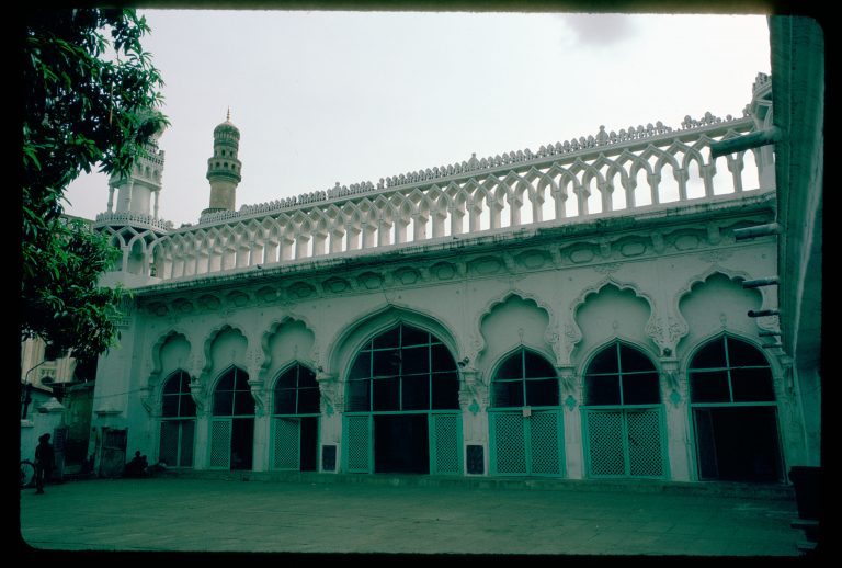 exterior, view from east of main exterior elevation, 1986 (c) Arjun Mangaldas