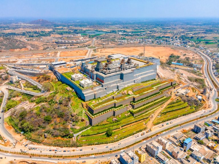 An aerial view of the sacred hill,Yadadri